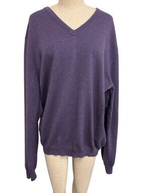Brooks Brothers Purple V-Neck Sweater XL Merino Wool Blend